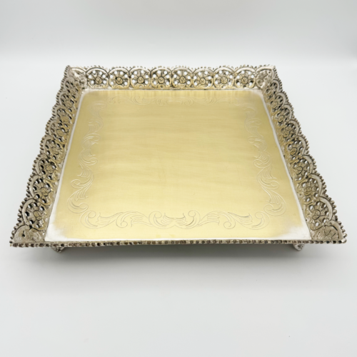 Bandeja de Prata Quadrada Detalhada