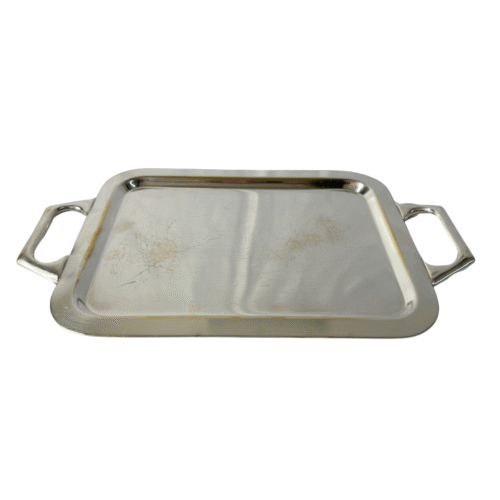 Bandeja de Prata Retangular Lisa com Alça
